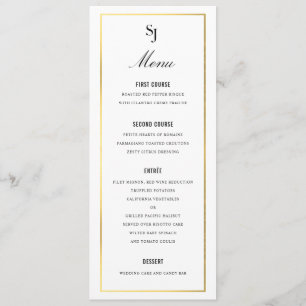 Monogram guld Elegant bröllop Meny