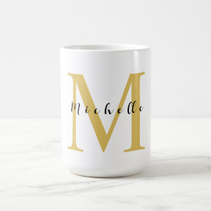 Monogram Guld Färg Ditt namn Speciella gåva under  Kaffemugg
