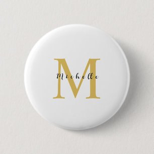 Monogram Guld Färg Ditt namn Speciella gåva under  Knapp