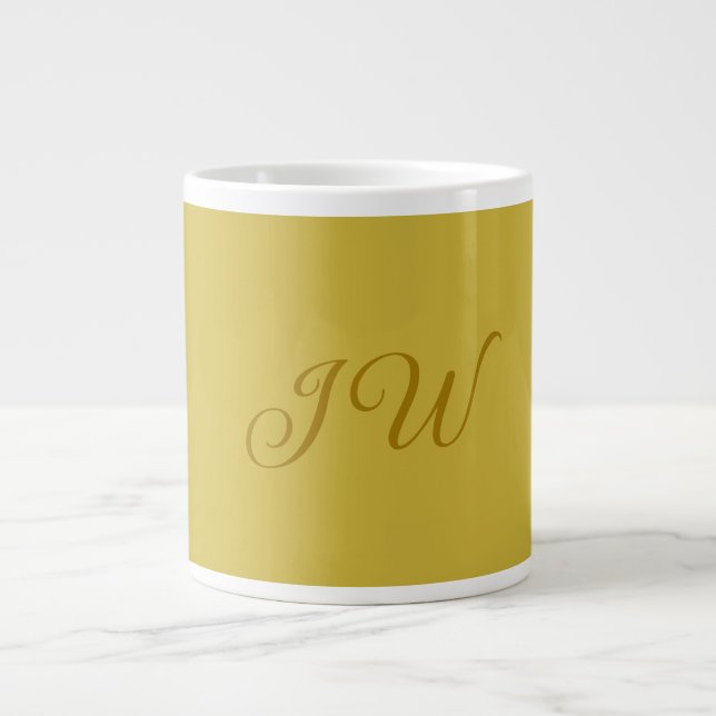 Monogram Guld Färg Plain Modern minimalist Jumbo Mugg (Framsidan)