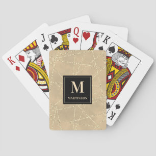 Monogram Guld Faux Glitter Geometric Linjer Casinokort
