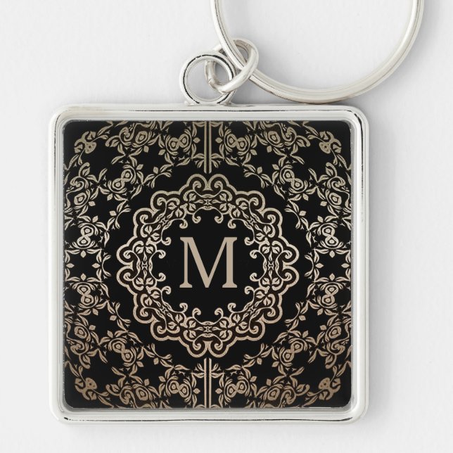 Monogram Guld Filigree Motif Nyckelring (Framsidan)
