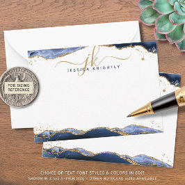 Monogram Guld Glitter Anteckningskort