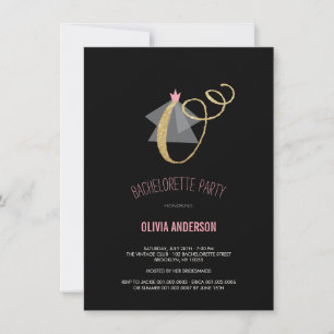 Monogram Guld Glitter Bachelorette Party Inbjudan