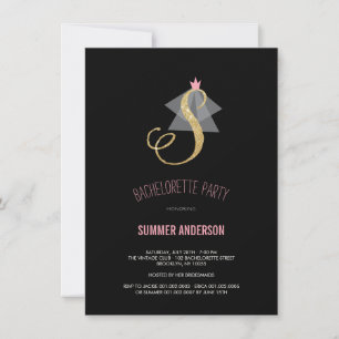 Monogram Guld Glitter Bachelorette Party Inbjudan