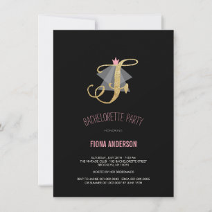 Monogram Guld Glitter Bachelorette Party Inbjudan