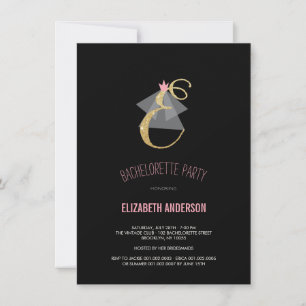 Monogram Guld Glitter Bachelorette Party Inbjudan