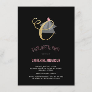 Monogram Guld Glitter Bachelorette Party Inbjudan