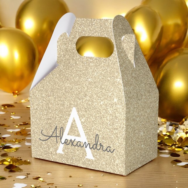 Monogram guld Glitter & Gnistra Presentaskar (Skapare uppladdad)