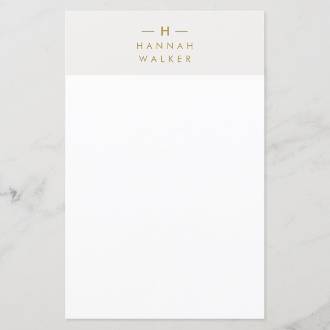 Monogram Guld Grått | Minimalistisk Elegant statio (Framsida)