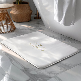 Monogram Guld Grått | Modern Elegant med minimalis Badrumsmatta
