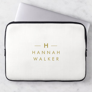 Monogram Guld Grått Modern Elegant med minimalis Laptop Fodral