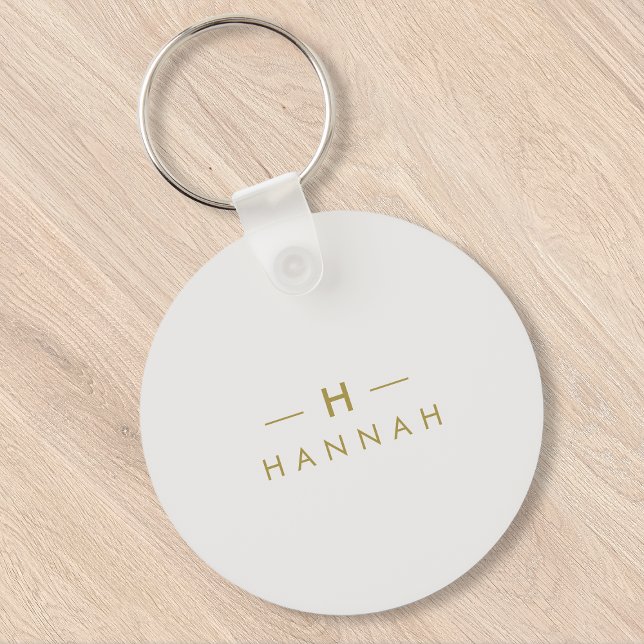Monogram Guld Grått | Modern Elegant med minimalis Nyckelring (Skapare uppladdad)