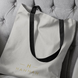 Monogram Guld Grått | Modern Elegant med minimalis Tygkasse