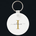 Monogram Guld Grått-skript Namn Modern Nyckelring<br><div class="desc">Guld Grått Monogram Script Namn Modern-nyckelkedja kan du enkelt redigera med ditt namn och börja med genom att klicka på knappen "Anpassa". Ändra färgen på text och bakgrund helt när du markerar länken Anpassa detta.</div>