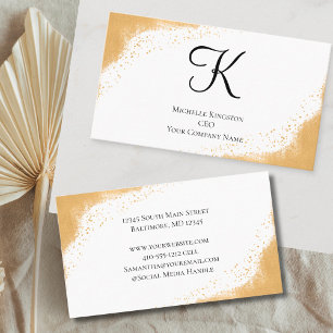Monogram Guld Gul Glitter Glam Trendig Dam Visitkort