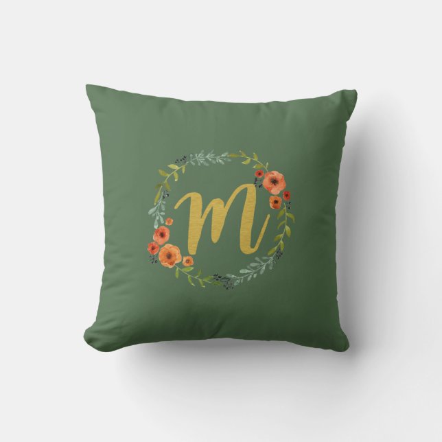 Monogram Guld, initialt M Cushion Kudde (Framsida)