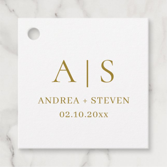Monogram Guld Klassisk Bröllop  Gåvor Etiketter (Framsida)