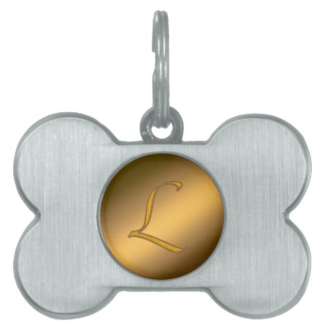 Monogram Guld L ID-bricka Husdjur (Framsidan)