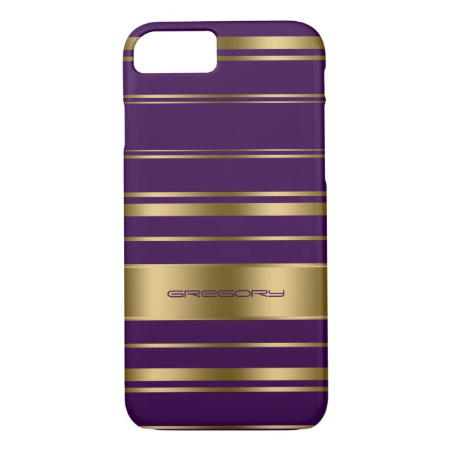 MONOGRAM GULD & LILA RAND MÖNSTER Case-Mate iPhone SKAL (Baksida)