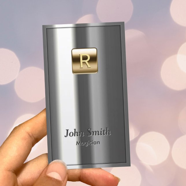 Monogram Guld Logotyp Metallic Magician Visitkort (Skapare uppladdad)