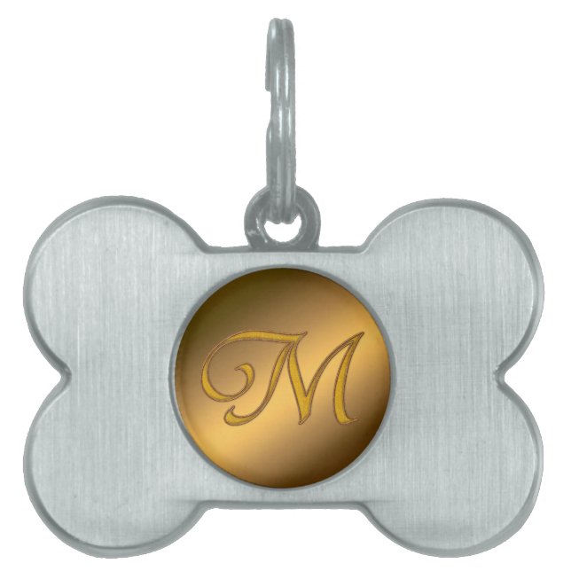 Monogram Guld M ID-bricka Husdjur (Framsidan)