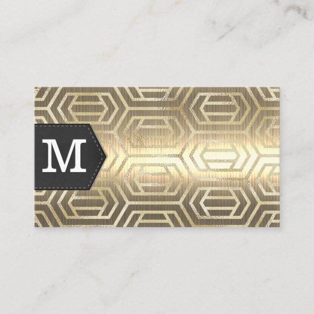 Monogram | GULD METALL | Geometrisk guldfetthalt Visitkort (Framsida)