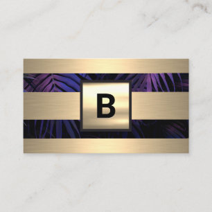 Monogram GULD METALL RAND LILA HANDFLATAN LÖV Visitkort