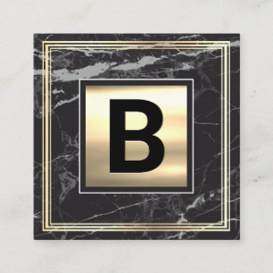 Monogram GULD METALL Svartmarmor Guld Ram Fyrkantigt Visitkort