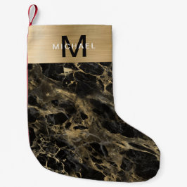 Monogram Guld Metallic Black Marble Liten Julstrumpa