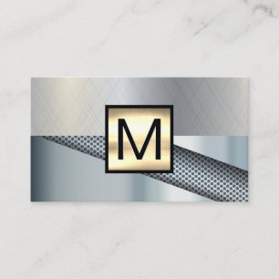 Monogram Guld Metallic Uppspelad bakgrund Visitkort
