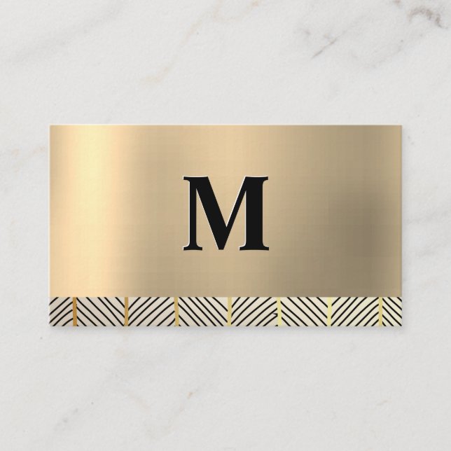 Monogram guld metallisk mönster visitkort (Framsida)
