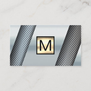 Monogram Guld, metallisk, perforerad Visitkort