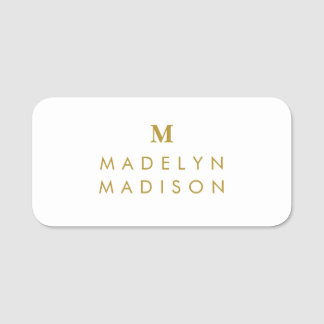 Monogram Guld minimalistisk Elegant Modern Namnbricka