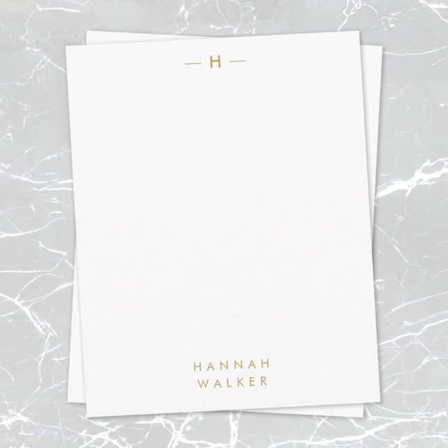 Monogram Guld | Modern Chic för minimal Elegant Anteckningskort (Skapare uppladdad)