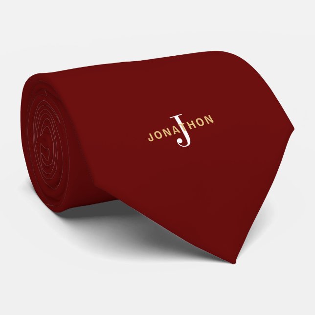 Monogram Guld Namn White Initial Burgundy Slips (Rullad)