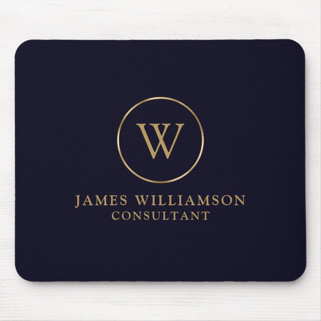 Monogram Guld Navy Business Musmatta (Framsidan)