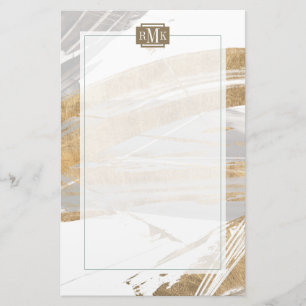Monogram  Guld och Grått Brevpapper