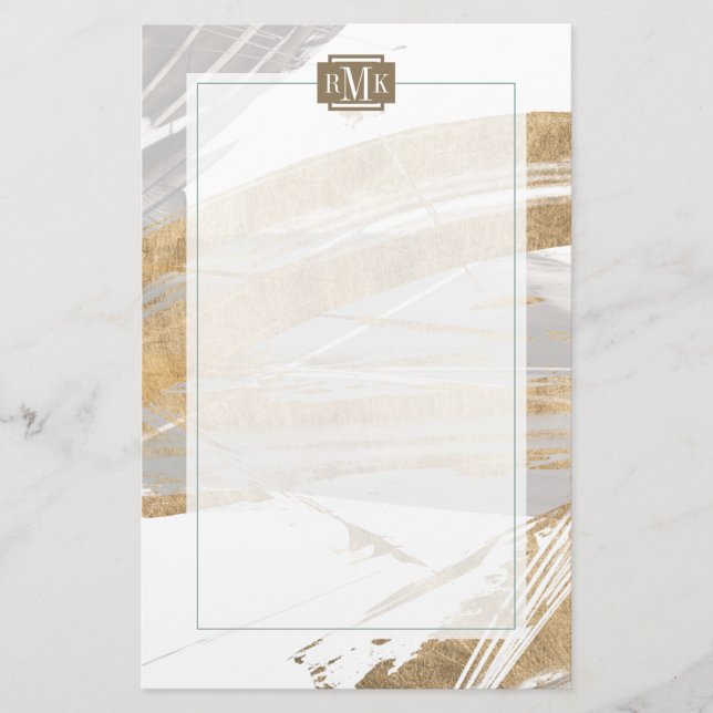 Monogram| Guld och Grått Brevpapper (Framsida)