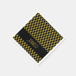 Monogram guld och svart quatrefoil mönster pappersservett