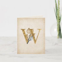 Monogram guld och svart W med Löv