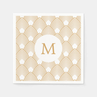Monogram Guld och White Art Deco Mönster Pappersservett