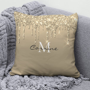 Monogram Guld-påfyllning av metalliskt SQL-Glitte Kudde