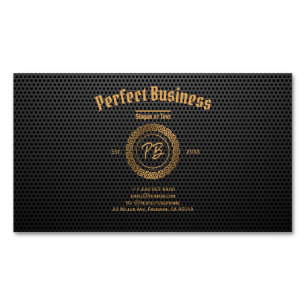 Monogram Guld Ram Black Professionell Luxury Chic Magnetiska Visitkort