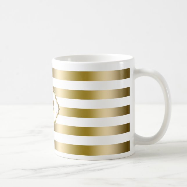 Monogram Guld Rand Geometric Mönster 2 Kaffemugg (Höger)