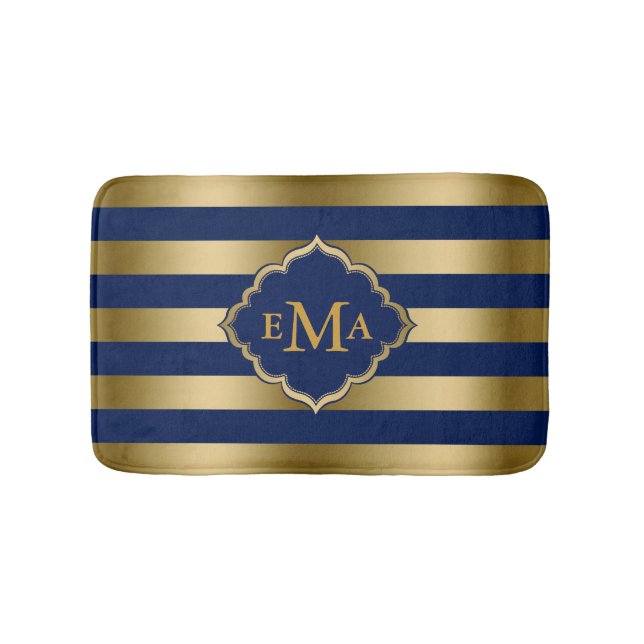 Monogram Guld Rand Mönster Badrumsmatta (Framsidan)