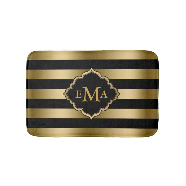 Monogram Guld Rand Mönster Badrumsmatta (Framsidan)