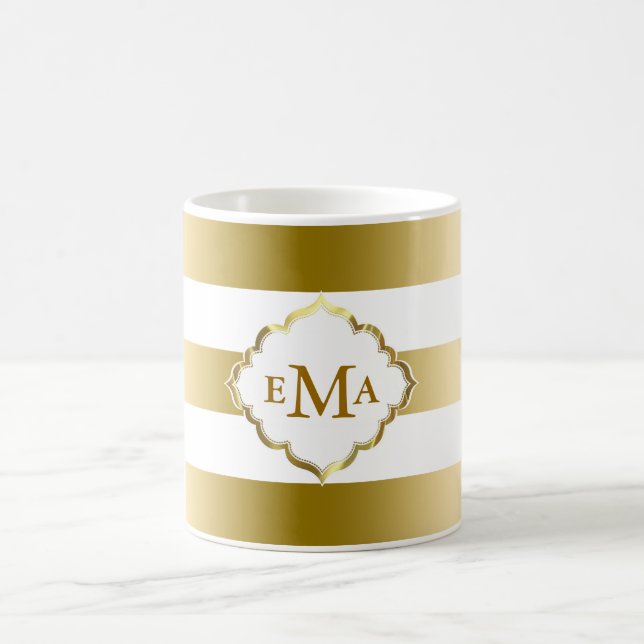 Monogram Guld Rand Mönster Kaffemugg (Center)