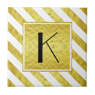 Monogram Guld Rand Mönster Kakelplatta