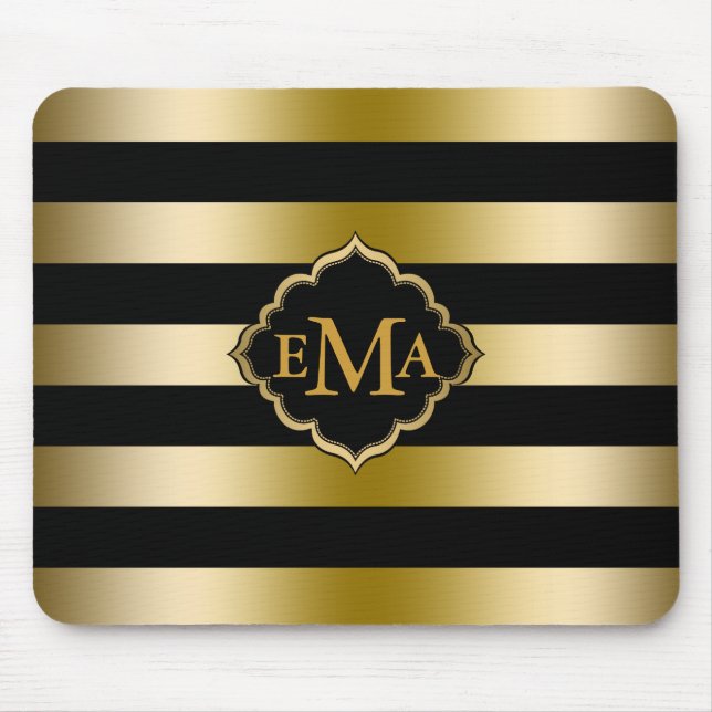 Monogram Guld Rand Mönster Musmatta (Framsidan)